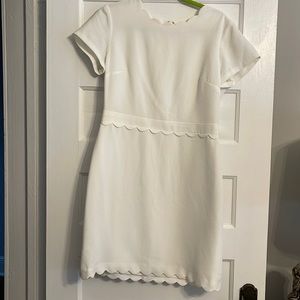 Club Monaco white scalloped edge mini dress